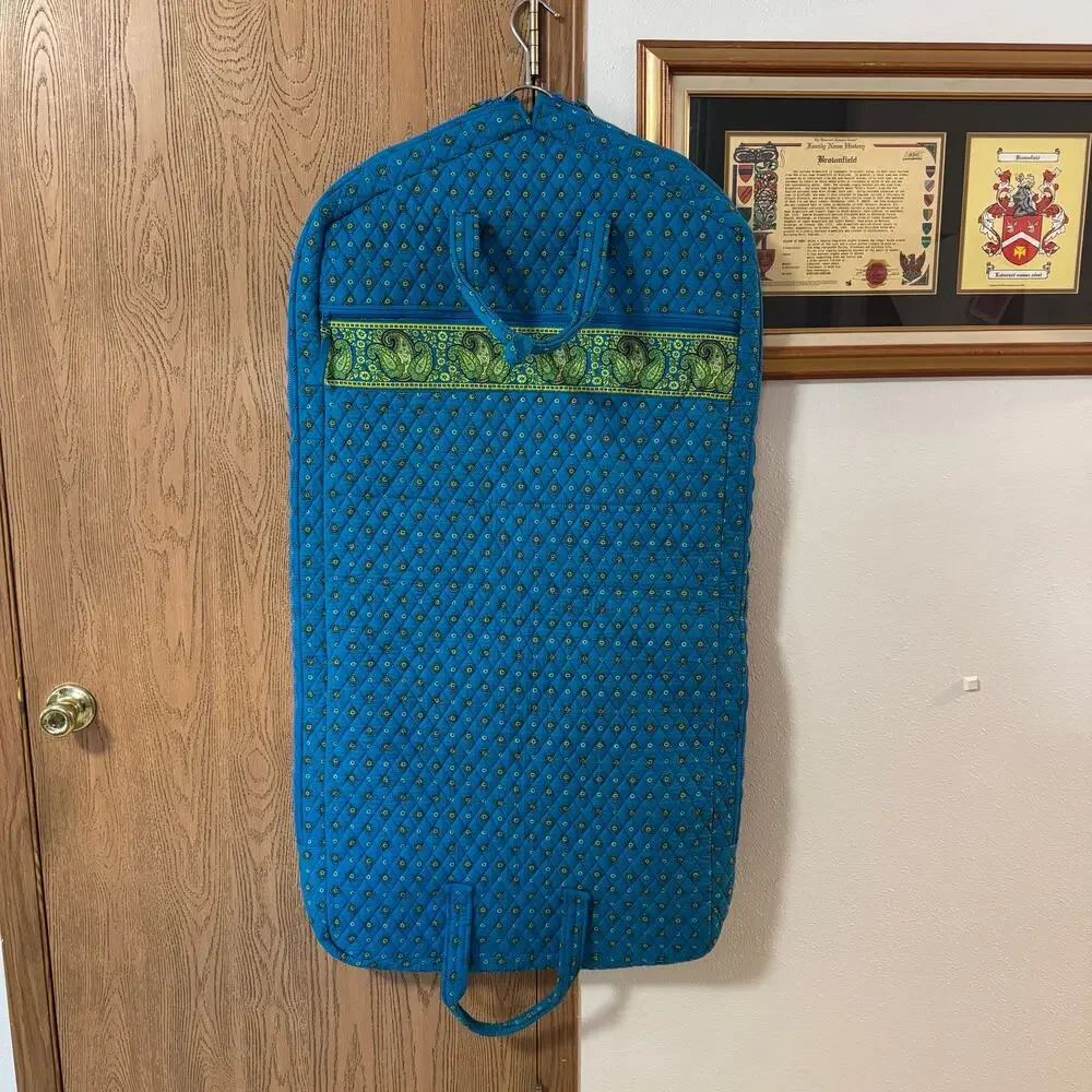 Country Provencal Quilted Cotton Garment Bag Turquoise Green Paisley Storage Bag